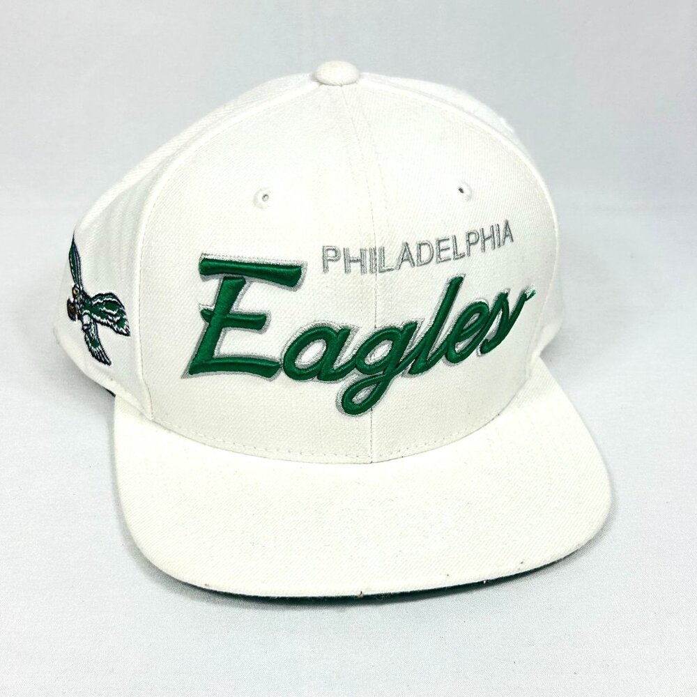 Mitchell & Ness Philadelphia Eagles White/Green Snapback Hat NFL Vintage NWOT